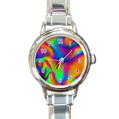 Fluid Background Pattern Round Italian Charm Watch by GardenOfOphir