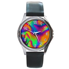 Fluid Background Pattern Round Metal Watch by GardenOfOphir