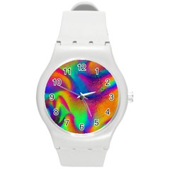 Fluid Background Pattern Round Plastic Sport Watch (m) by GardenOfOphir