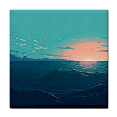 Ai Generated Ocean Sea Water Anime Nautical Tile Coaster by Pakemis