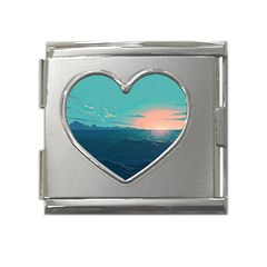 Ai Generated Ocean Sea Water Anime Nautical Mega Link Heart Italian Charm (18mm)