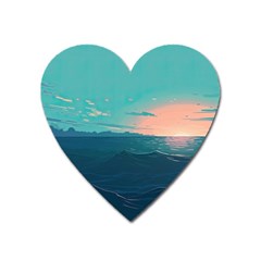 Ai Generated Ocean Sea Water Anime Nautical Heart Magnet by Pakemis