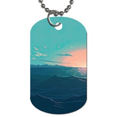 Ai Generated Ocean Sea Water Anime Nautical Dog Tag (two Sides) by Pakemis