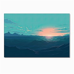 Ai Generated Ocean Sea Water Anime Nautical Postcards 5  X 7  (pkg Of 10) by Pakemis