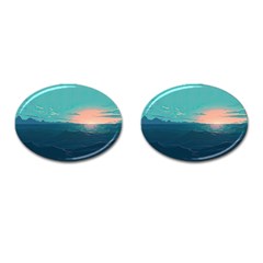 Ai Generated Ocean Sea Water Anime Nautical Cufflinks (oval) by Pakemis