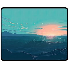 Ai Generated Ocean Sea Water Anime Nautical One Side Fleece Blanket (medium) by Pakemis