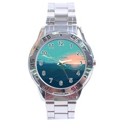 Ai Generated Ocean Sea Water Anime Nautical Stainless Steel Analogue Watch by Pakemis