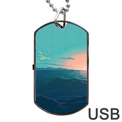 Ai Generated Ocean Sea Water Anime Nautical Dog Tag Usb Flash (two Sides) by Pakemis