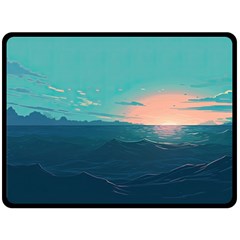 Ai Generated Ocean Sea Water Anime Nautical Fleece Blanket (large) by Pakemis