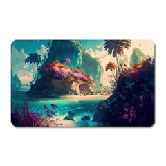 Tropical Island Fantasy Landscape Palm Trees Ocean Magnet (rectangular) by Pakemis