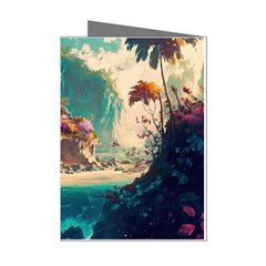 Tropical Island Fantasy Landscape Palm Trees Ocean Mini Greeting Cards (pkg Of 8) by Pakemis