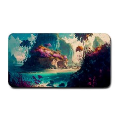 Tropical Island Fantasy Landscape Palm Trees Ocean Medium Bar Mat by Pakemis