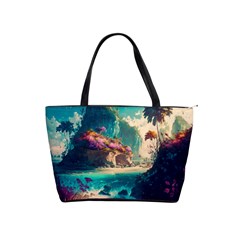 Tropical Island Fantasy Landscape Palm Trees Ocean Classic Shoulder Handbag by Pakemis