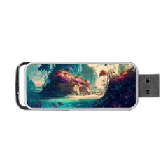 Tropical Island Fantasy Landscape Palm Trees Ocean Portable Usb Flash (two Sides) by Pakemis