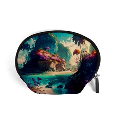 Tropical Island Fantasy Landscape Palm Trees Ocean Accessory Pouch (small) by Pakemis