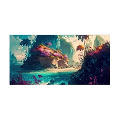 Tropical Island Fantasy Landscape Palm Trees Ocean Yoga Headband by Pakemis