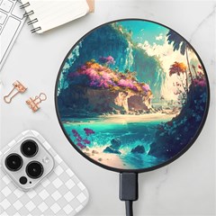 Tropical Island Fantasy Landscape Palm Trees Ocean Wireless Fast Charger(black) by Pakemis