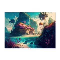 Tropical Island Fantasy Landscape Palm Trees Ocean Crystal Sticker (a4)