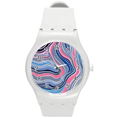 Fluid Abstract Art Round Plastic Sport Watch (m) by GardenOfOphir