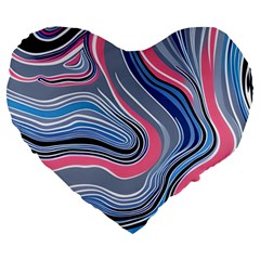 Fluid Abstract Art Large 19  Premium Heart Shape Cushions by GardenOfOphir