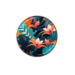 Tropical Flowers Floral Floral Pattern Patterns Hat Clip Ball Marker by Pakemis