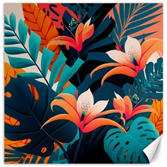 Tropical Flowers Floral Floral Pattern Patterns Canvas 20  X 20  by Pakemis