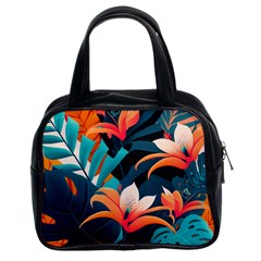 Tropical Flowers Floral Floral Pattern Patterns Classic Handbag (two Sides) by Pakemis