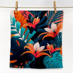 Tropical Flowers Floral Floral Pattern Patterns Face Towel by Pakemis