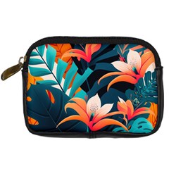 Tropical Flowers Floral Floral Pattern Patterns Digital Camera Leather Case by Pakemis