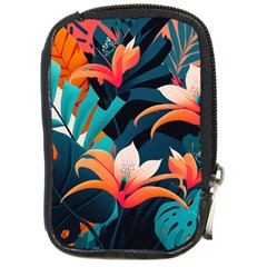 Tropical Flowers Floral Floral Pattern Patterns Compact Camera Leather Case by Pakemis