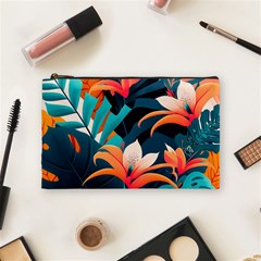 Tropical Flowers Floral Floral Pattern Patterns Cosmetic Bag (medium) by Pakemis