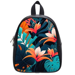 Tropical Flowers Floral Floral Pattern Patterns School Bag (small) by Pakemis