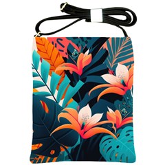 Tropical Flowers Floral Floral Pattern Patterns Shoulder Sling Bag by Pakemis