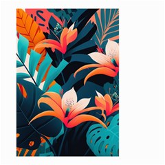 Tropical Flowers Floral Floral Pattern Patterns Small Garden Flag (two Sides) by Pakemis