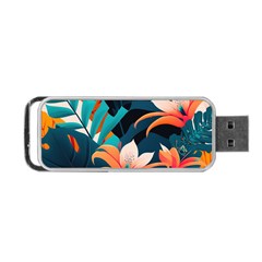 Tropical Flowers Floral Floral Pattern Patterns Portable Usb Flash (two Sides) by Pakemis