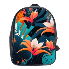 Tropical Flowers Floral Floral Pattern Patterns School Bag (xl)