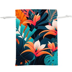 Tropical Flowers Floral Floral Pattern Patterns Lightweight Drawstring Pouch (xl) by Pakemis