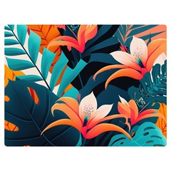 Tropical Flowers Floral Floral Pattern Patterns Premium Plush Fleece Blanket (extra Small)