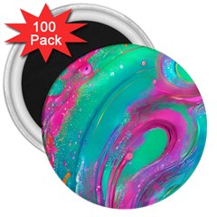 Fluid Art Background 3  Magnets (100 Pack) by GardenOfOphir