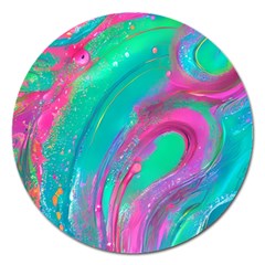 Fluid Art Background Magnet 5  (round) by GardenOfOphir