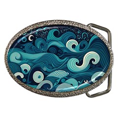 Waves Ocean Sea Abstract Whimsical Abstract Art Belt Buckles by Pakemis