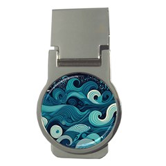 Waves Ocean Sea Abstract Whimsical Abstract Art Money Clips (round)  by Pakemis