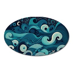 Waves Ocean Sea Abstract Whimsical Abstract Art Oval Magnet by Pakemis