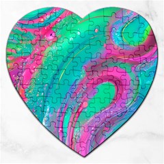 Fluid Art Background Jigsaw Puzzle (heart) by GardenOfOphir