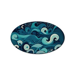 Waves Ocean Sea Abstract Whimsical Abstract Art Sticker Oval (10 Pack)