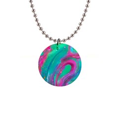 Fluid Art Background 1  Button Necklace by GardenOfOphir