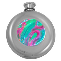 Fluid Art Background Round Hip Flask (5 Oz) by GardenOfOphir