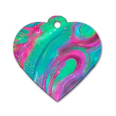 Fluid Art Background Dog Tag Heart (one Side) by GardenOfOphir