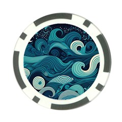 Waves Ocean Sea Abstract Whimsical Abstract Art Poker Chip Card Guard (10 Pack) by Pakemis