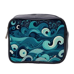 Waves Ocean Sea Abstract Whimsical Abstract Art Mini Toiletries Bag (two Sides) by Pakemis